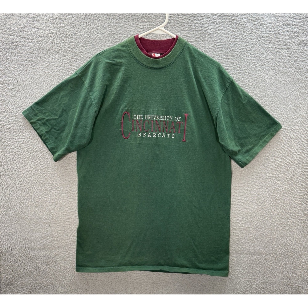 Vintage Cincinnati Bearcats Shirt Adult Large Green Embroidered NCAA College Y2K